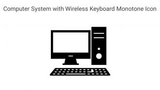 Computer System With Wireless Keyboard Monotone Icon In Powerpoint Pptx Png And Editable Eps Format