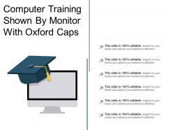 Computer training shown by monitor with oxford caps