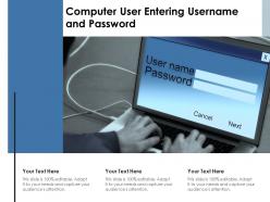 Computer user entering username and password