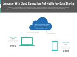 Computer with cloud connection and mobile for data sharing flat powerpoint design