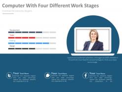 Computer with four different work stages flat powerpoint design