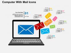 Computer with mail icons flat powerpoint design
