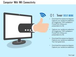 Computer With Wifi Connectivity Flat Powerpoint Design
