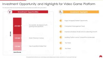 Computerized game investor funding deck investment opportunity and highlights for video game platform