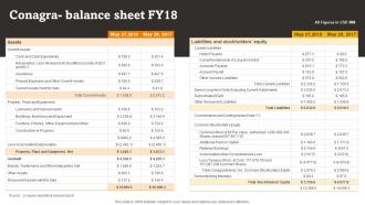 Conagra Balance Sheet Fy18 RTE Food Industry Report