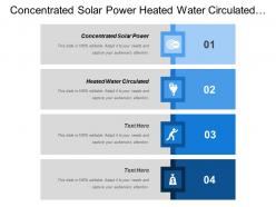 Concentrated solar power heated water circulated waste stream