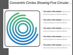 Concentric circles showing five circular lines icon slide