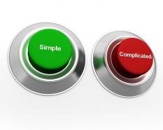 Concept buttons for simple and complicated stock photo