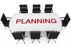 Concept of conference with word planning stock photo
