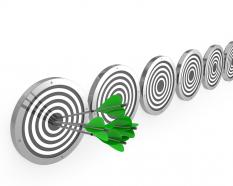 Concept of stay ahead with target achievement stock photo
