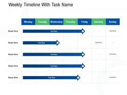 Concept proposal weekly timeline with task name ppt powerpoint presentation icon designs