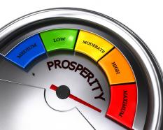 Conceptual prosperity meter showing maximum level stock photo