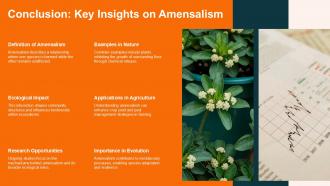 Conclusion Key Insights On Amensalism PPT Sample ACP