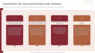 Conclusions For Unsecured Senior Note Issuance Planning To Raise Money Through Financial Instruments