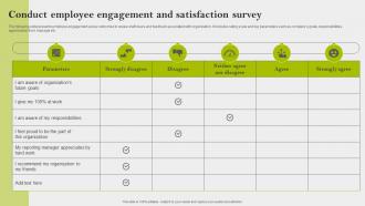 Conduct Employee Engagement And Satisfaction Survey Implementing Employee Engagement Strategies