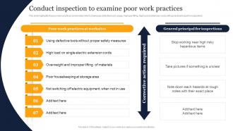 Conduct Inspection To Examine Poor Work Practices Guidelines Standards Workplace