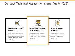 Conduct technical assessments and audits team ppt powerpoint presentation show infographic