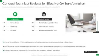 Conduct technical reviews for effective qa transformation strategies