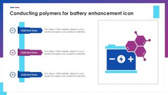 Conducting Polymers For Battery Enhancement Icon Ppt Sample