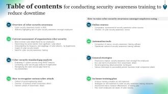 Conducting Security Awareness Training To Reduce Downtime Powerpoint Presentation Slides
