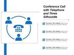 Conference call with telephone and three silhouette