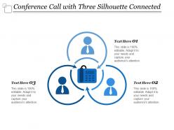 Conference call with three silhouette connected