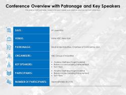 Conference overview with patronage and key speakers