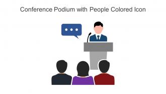 Conference Podium With People Colored Icon In Powerpoint Pptx Png And Editable Eps Format
