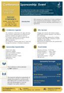 Conference sponsorship event one pager template presentation report infographic ppt pdf document