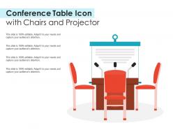 Conference table icon with chairs and projector