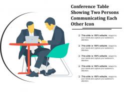 Conference table showing two persons communicating each other icon