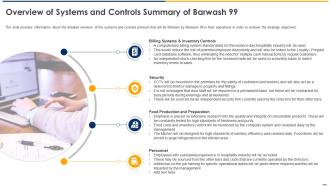 Confidential information memorandum overview of systems and controls summary of barwash 99