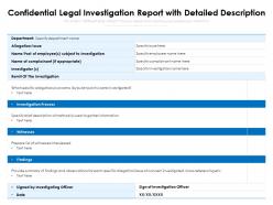 Confidential legal investigation report with detailed description