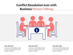 Conflict resolution icon with business person talking
