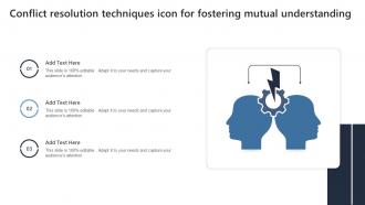 Conflict Resolution Techniques Icon For Fostering Mutual Understanding