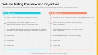 Conformance Testing IT Volume Testing Overview And Objectives Ppt Diagrams