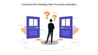 Confused Man Standing Near Two Doors Illustration