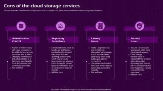 Cons Of The Cloud Storage Services Virtual Cloud IT Ppt Slides Display