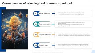 Consequences Of Selecting Bad Consensus Protocol Consensus Mechanisms In Blockchain BCT SS V