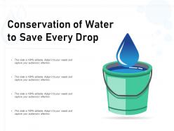 Conservation of water to save every drop