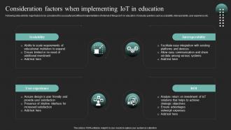 Consideration Factors When Implementing Iot In Education To Transform IoT SS