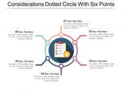 Considerations dotted circle with six points