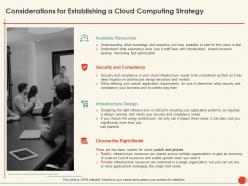 Considerations for establishing a cloud computing strategy ppt powerpoint smartart
