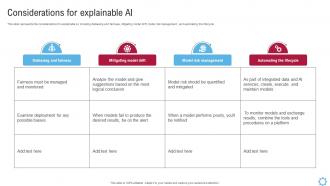 Considerations For Explainable AI Explainable AI Models
