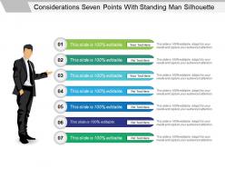 Considerations seven points with standing man silhouette