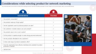 Considerations While Selecting Product Consumer Direct Marketing Strategies Sales Revenue MKT SS V