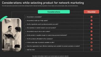 Considerations While Selecting Product Effective Promotion Techniques Network Marketing MKT SS V