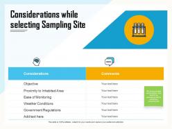 Considerations while selecting sampling site proximity ppt powerpoint presentation outline guide