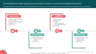 Considerations While Using Communication Tools For Community Health Promotion