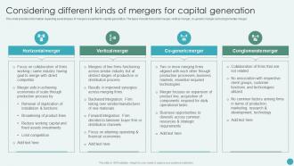 Considering Different Kinds Of Mergers For Capital Generation Revamping Corporate Strategy